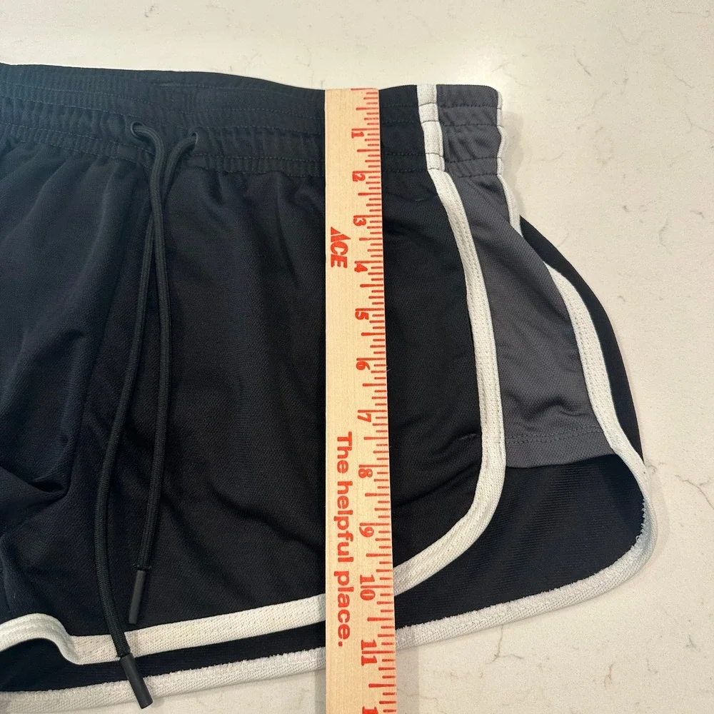 Athletic Works Womens Black Grey Running Shorts Size S 4-6 Drawstring Pockets